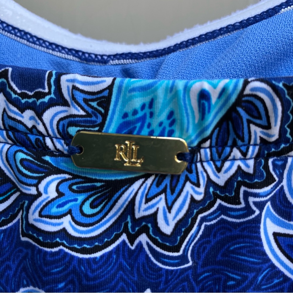 Lauren Ralph Lauren blue Paisley one piece skirted swimsuit size 16W Eurosummer - Picture 4 of 15